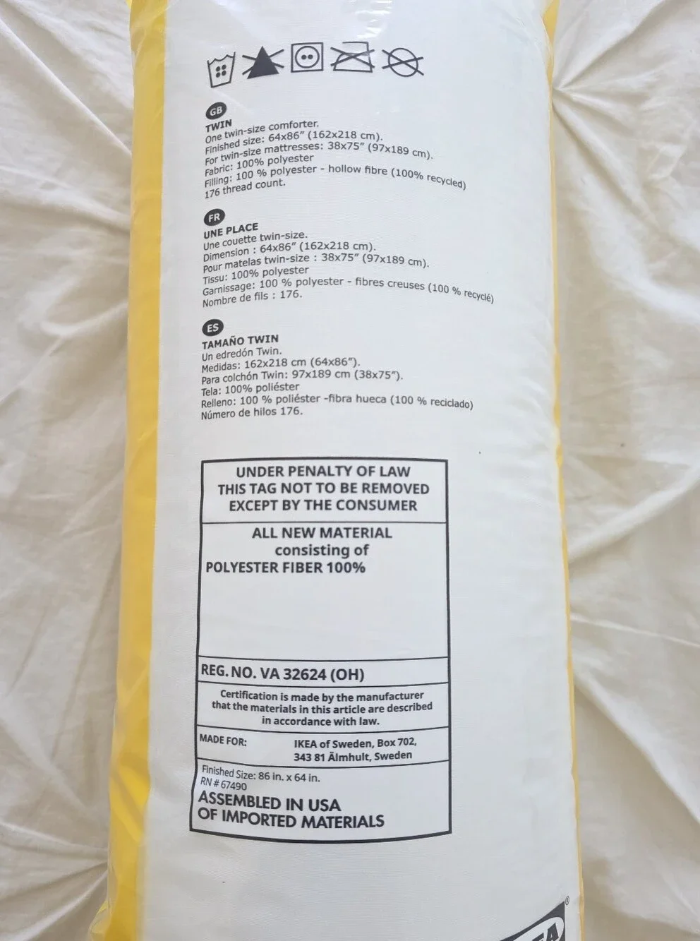NEW IKEA SÄFFEROT twin-size duvet insert, blanket